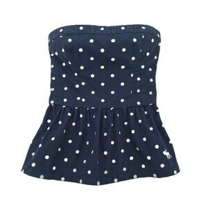 Abercrombie kids cotton polka-dotted strapless peplum top
